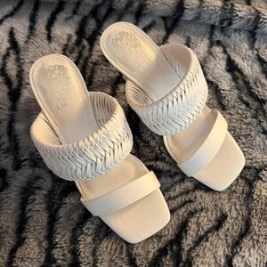 Vince Camuto White Braided Strap Heels